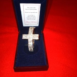 Silver Rhinestone cross henge bracelet